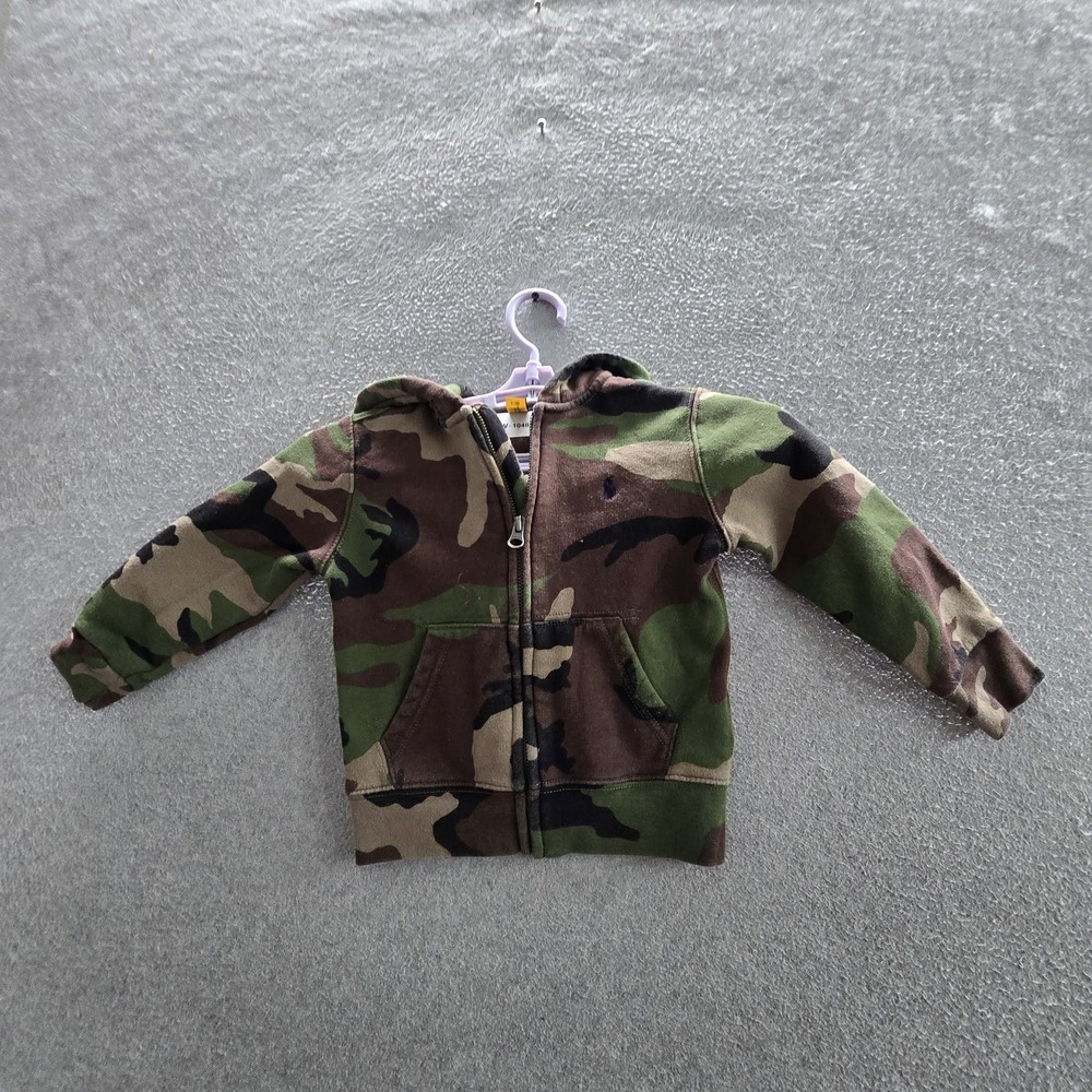 Polo Ralph‎ Lauren Toddler Hoodie 3T Green Camouflage Fleece Activewear Grunge